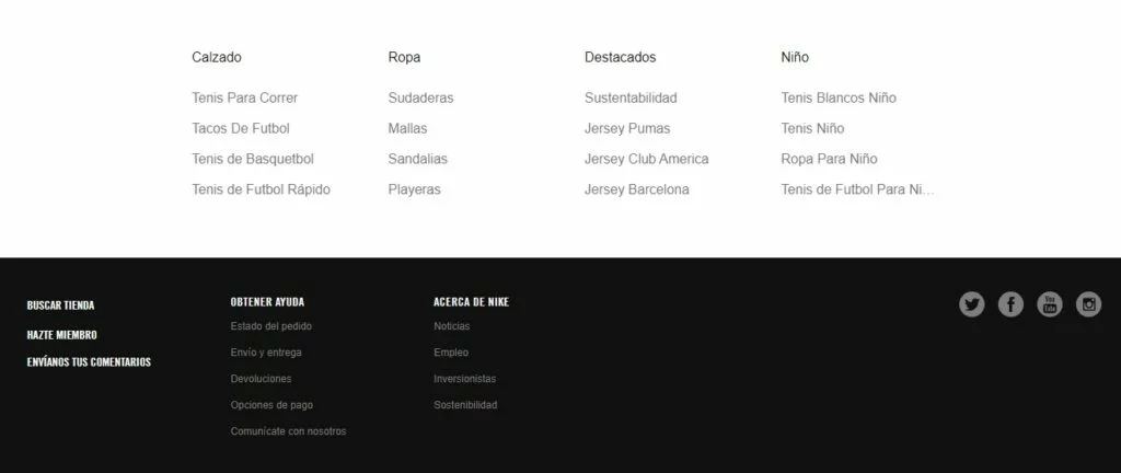 Footer de Nike